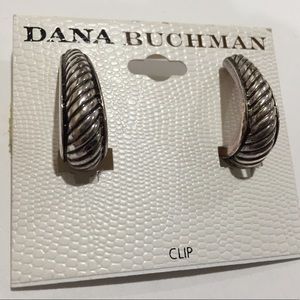 Dana Buchman Antiqued Silver Hoop Clip Earrings